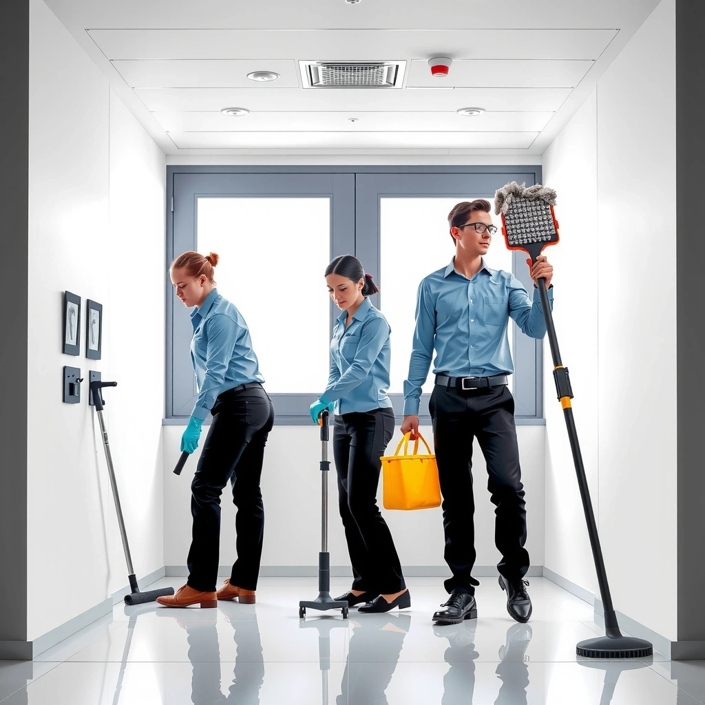 Professional cleaning team at work